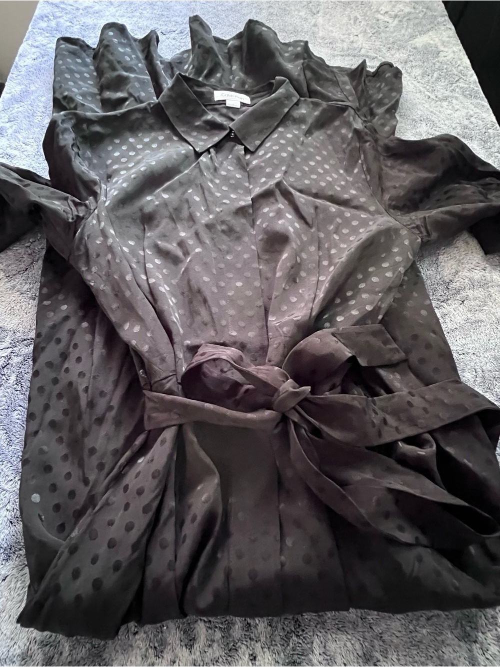 Calvin Klein Black Polka Dot Shirt Dress Size 4 NWOT